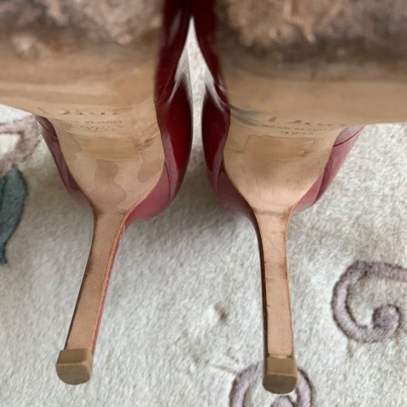 Christian DIOR Red Patent Leather Peep Toe Platform Heels Pumps - Picture 8 of 16